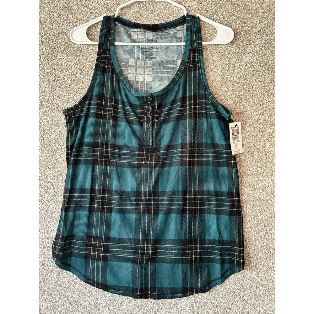 Torrid Super Soft Green Plaid Sleep Cami Shirt Size Med/Large (00)